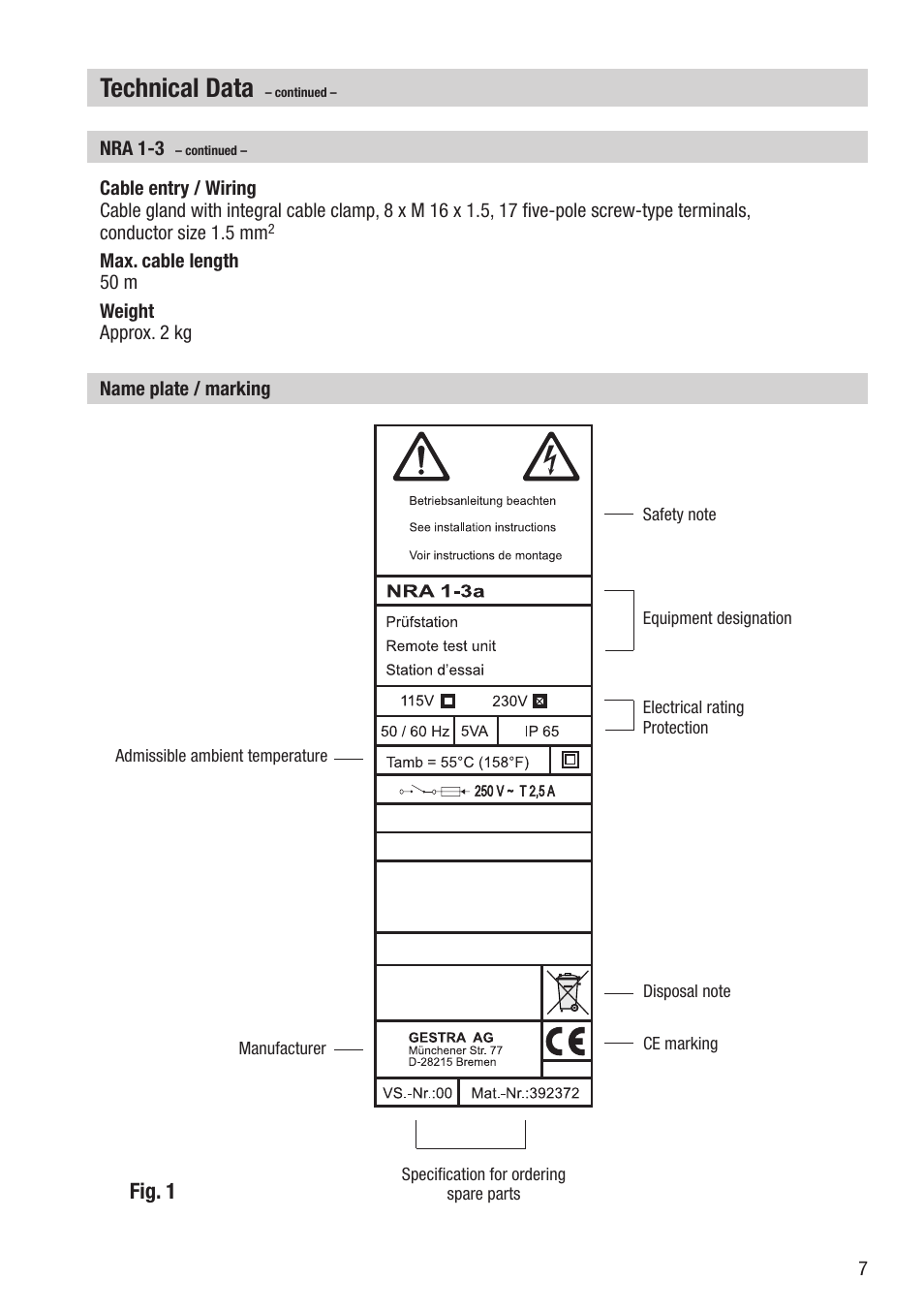 Technical data | Flowserve NRA 1-3 User Manual | Page 7 / 24