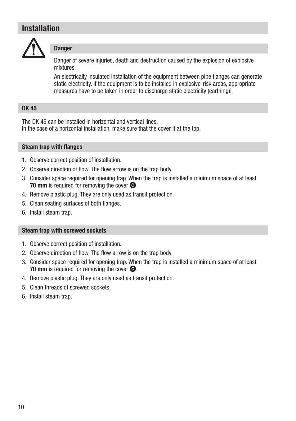 Installation | Flowserve DK 45 User Manual | Page 10 / 16