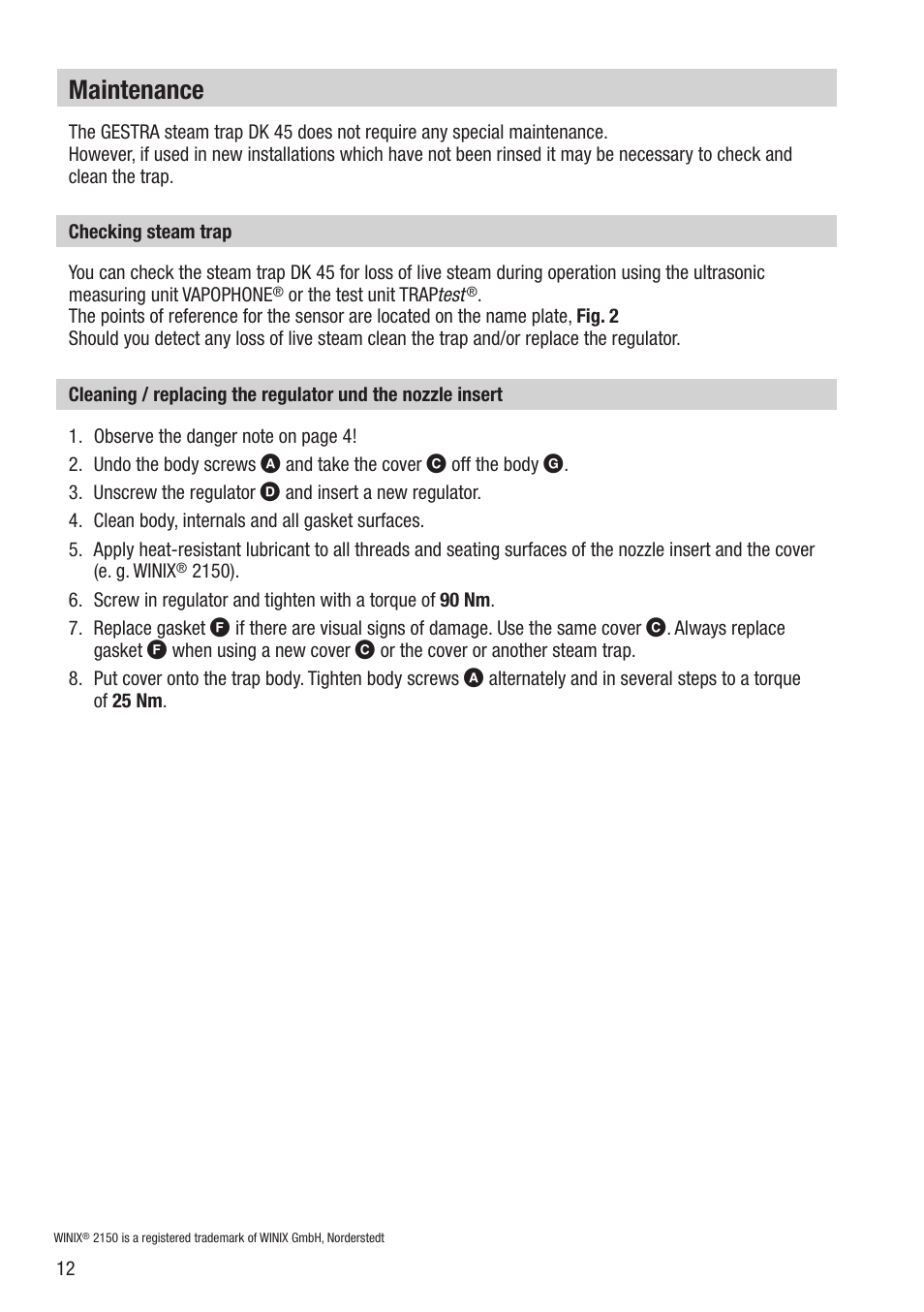 Maintenance | Flowserve DK 45 User Manual | Page 12 / 16