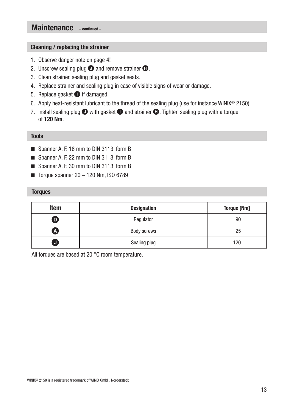 Maintenance | Flowserve DK 45 User Manual | Page 13 / 16
