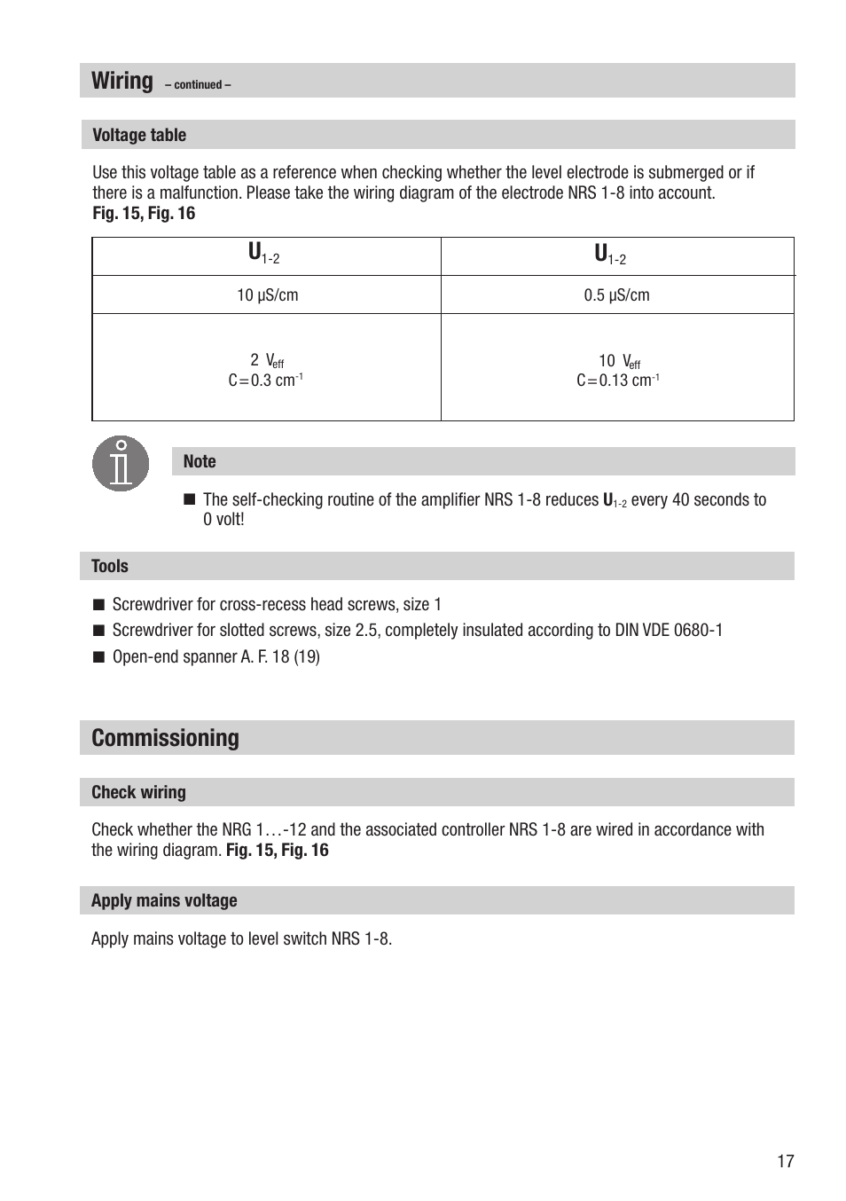 Commissioning, Wiring | Flowserve NRG16-12 User Manual | Page 17 / 20