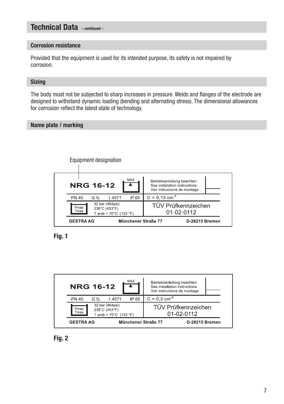 Technical data | Flowserve NRG16-12 User Manual | Page 7 / 20