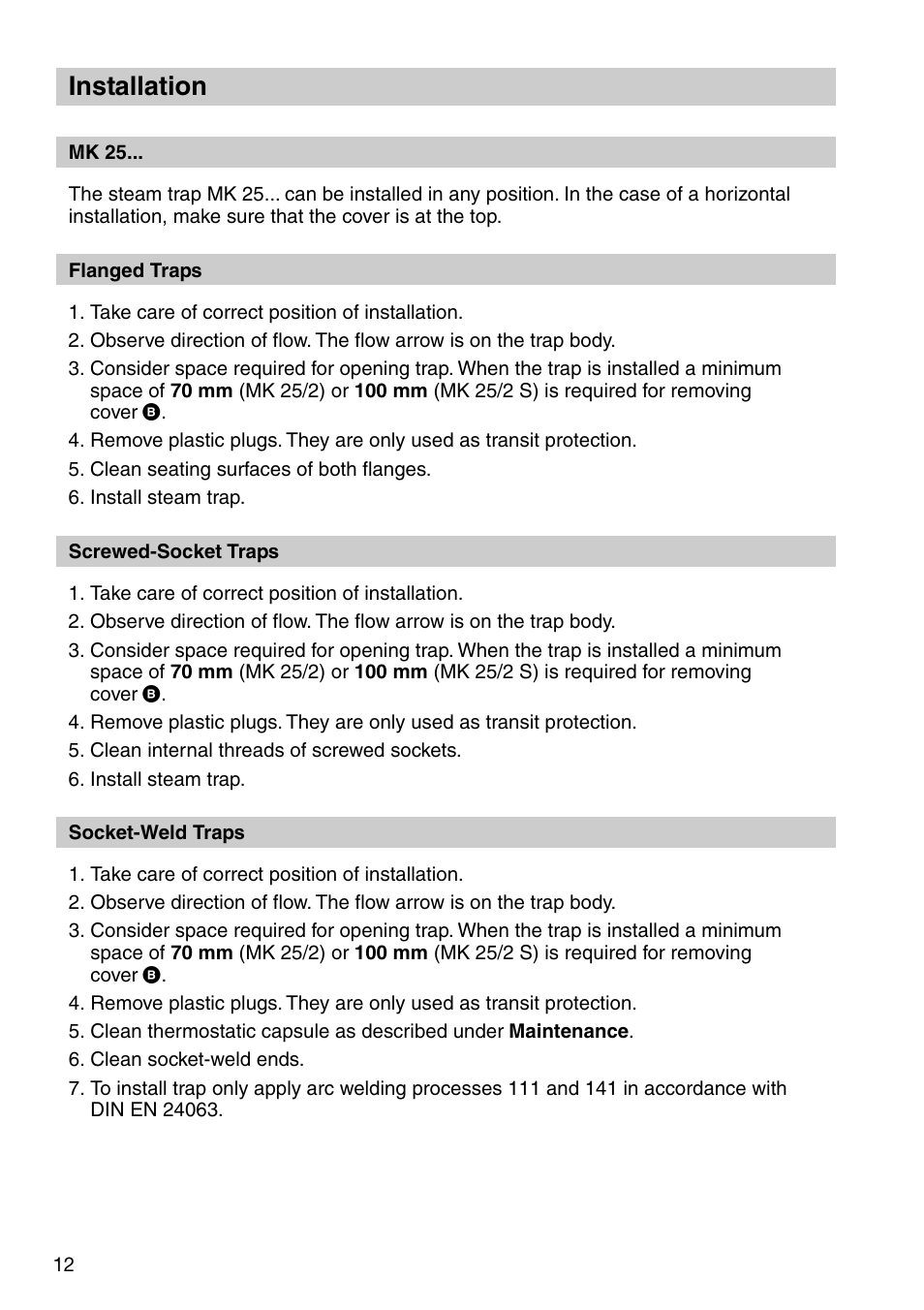 Installation | Flowserve MK25/2 User Manual | Page 12 / 20