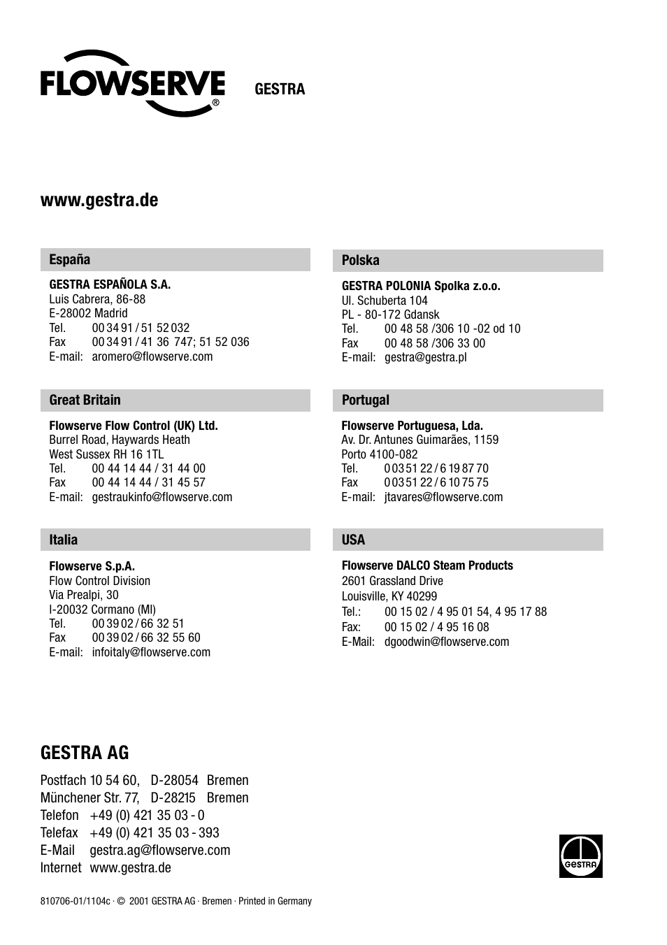 Flowserve MK25/2 User Manual | Page 20 / 20