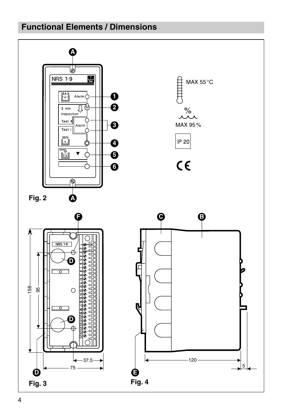 Functional elements / dimensions | Flowserve NRS1-9 User Manual | Page 4 / 16