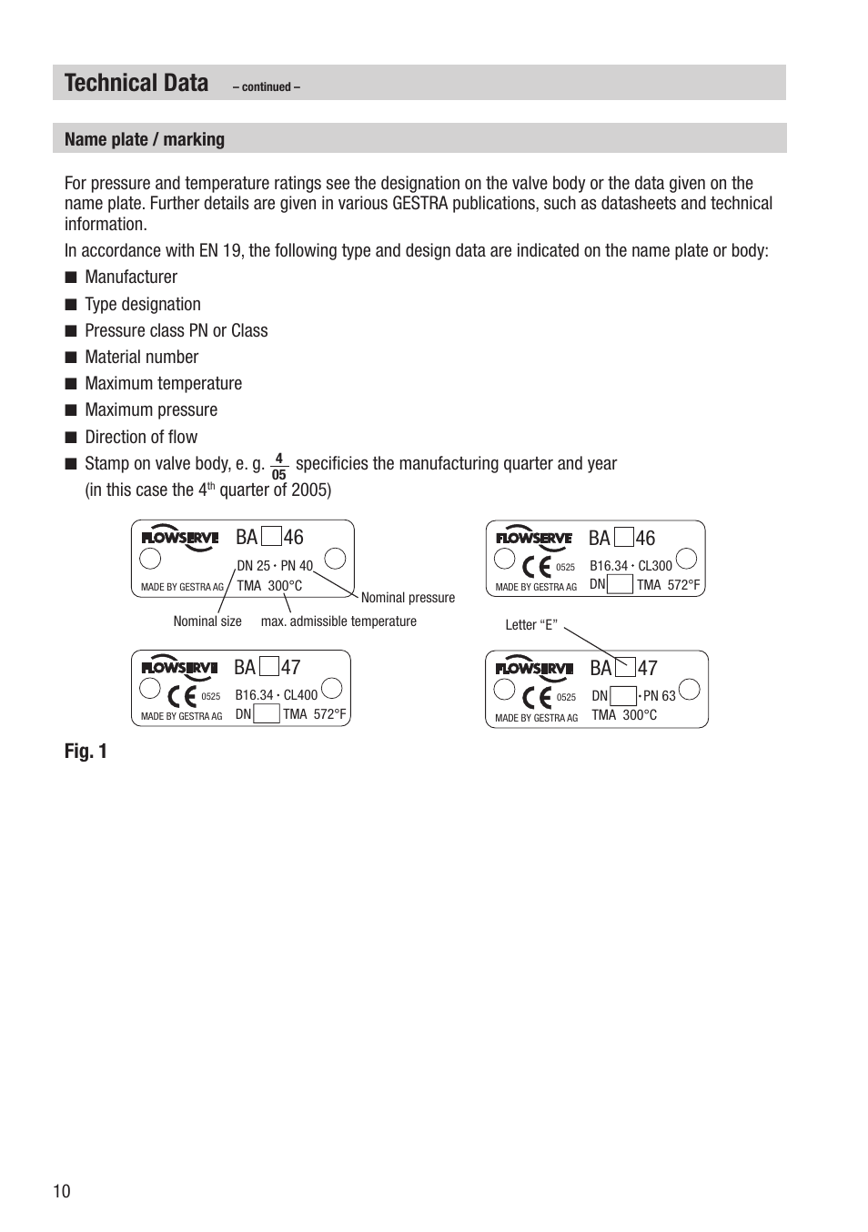 Technical data, Ba 47, Fig. 1 | Ba 46 | Flowserve BA46 User Manual | Page 10 / 36