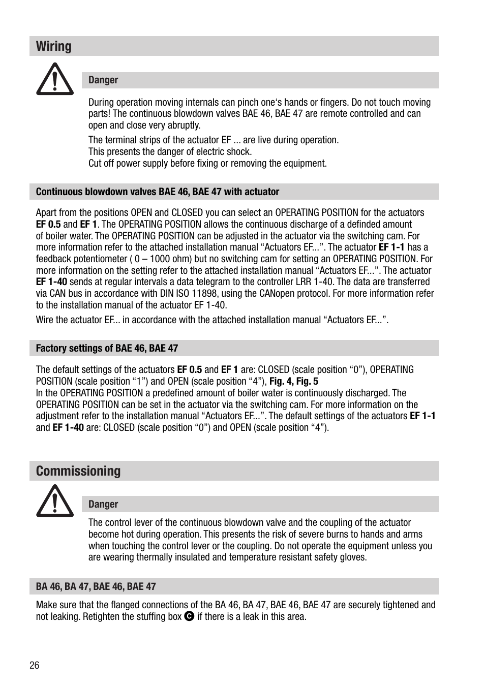 Commissioning, Wiring | Flowserve BA46 User Manual | Page 26 / 36