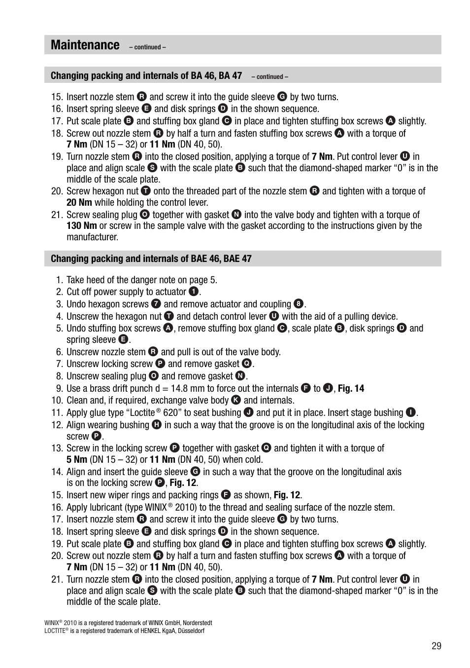 Maintenance | Flowserve BA46 User Manual | Page 29 / 36