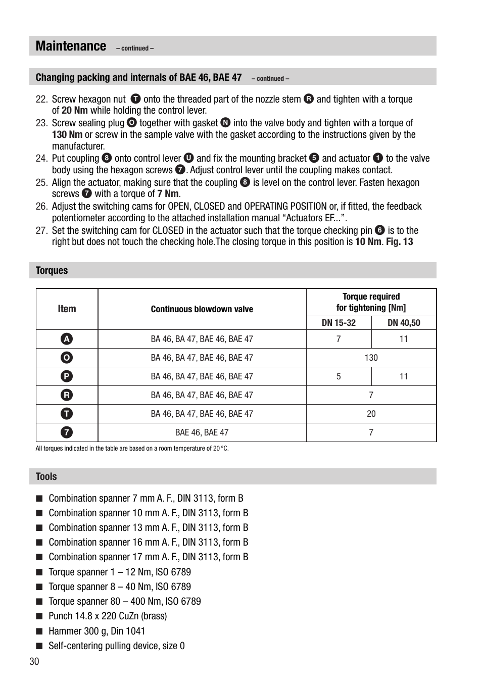 Maintenance | Flowserve BA46 User Manual | Page 30 / 36