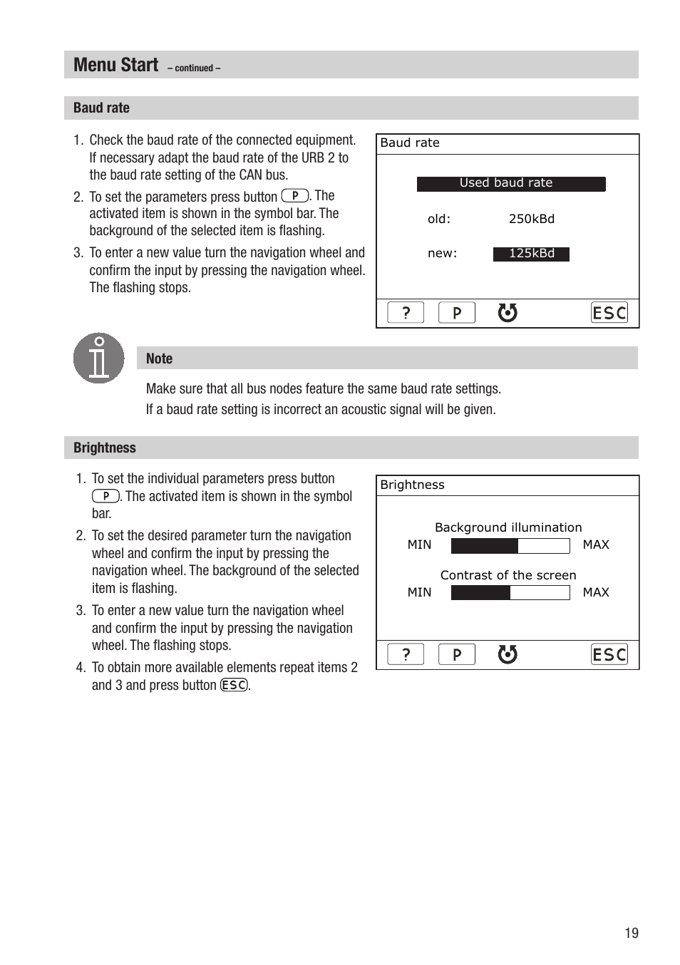 Menu start | Flowserve URB 2 User Manual | Page 19 / 48