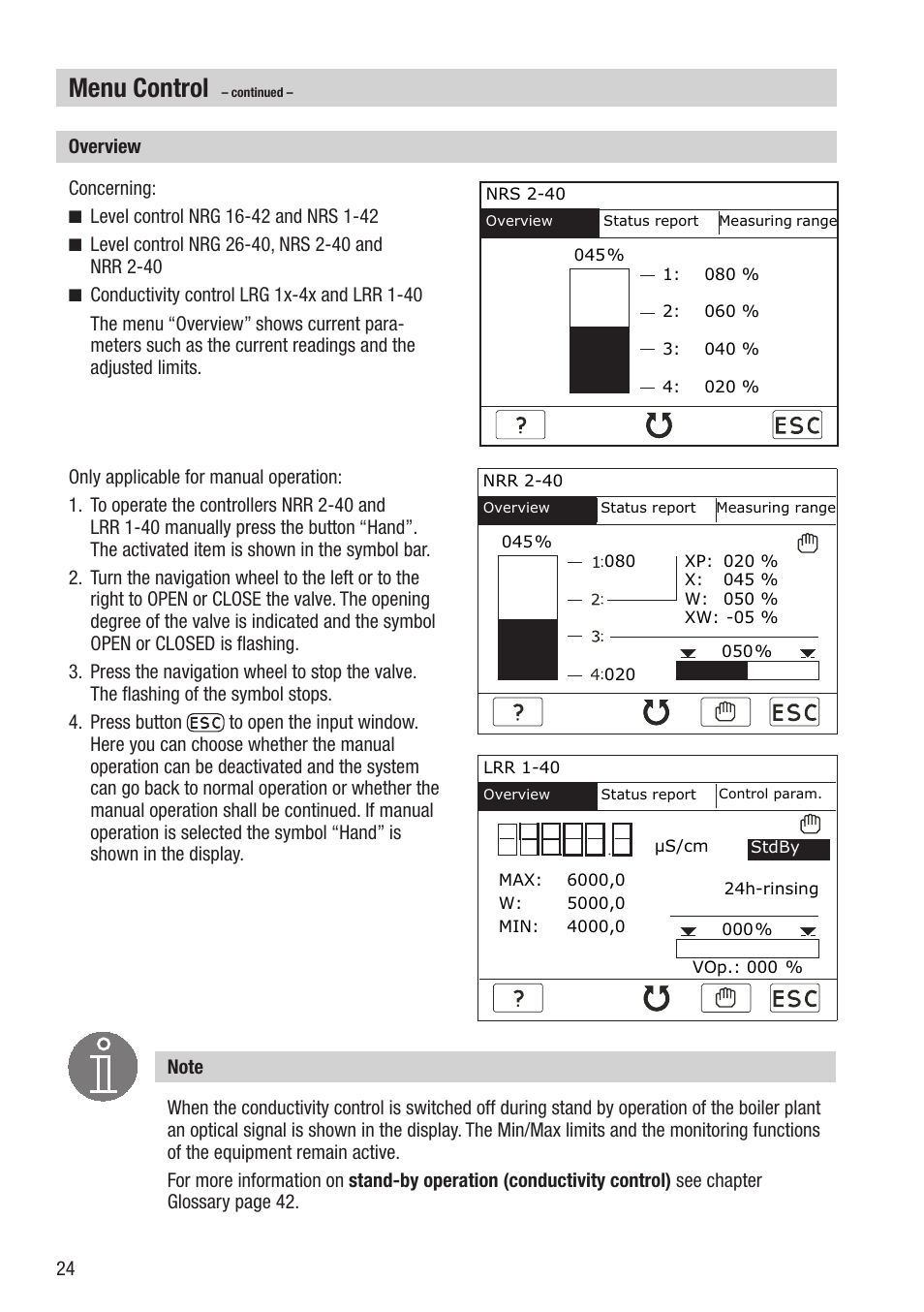 Menu control | Flowserve URB 2 User Manual | Page 24 / 48