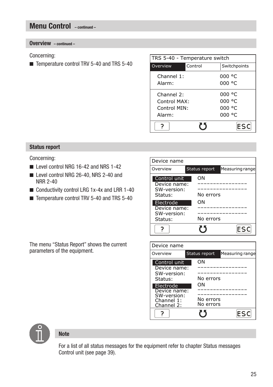 Menu control | Flowserve URB 2 User Manual | Page 25 / 48