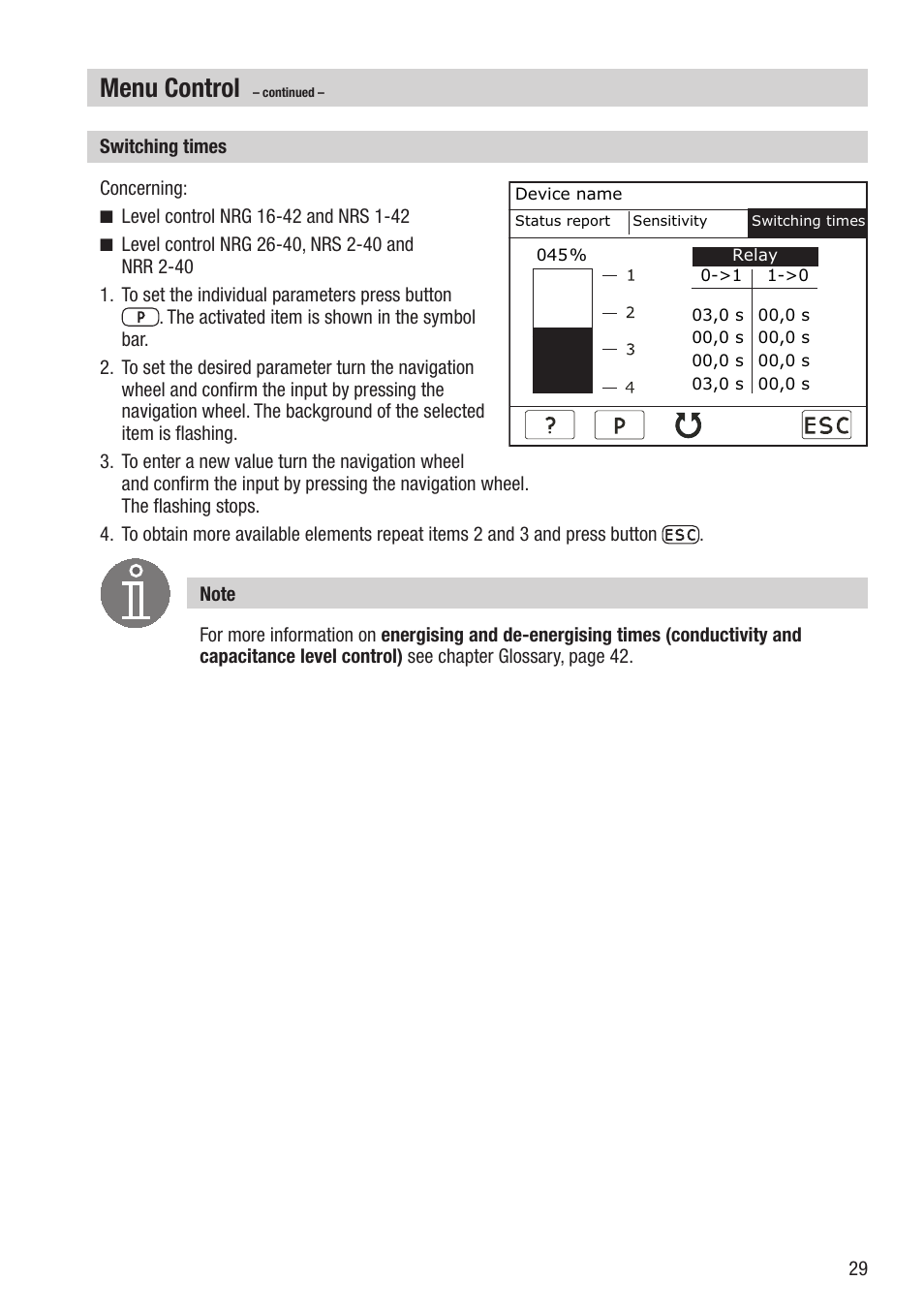 Menu control | Flowserve URB 2 User Manual | Page 29 / 48