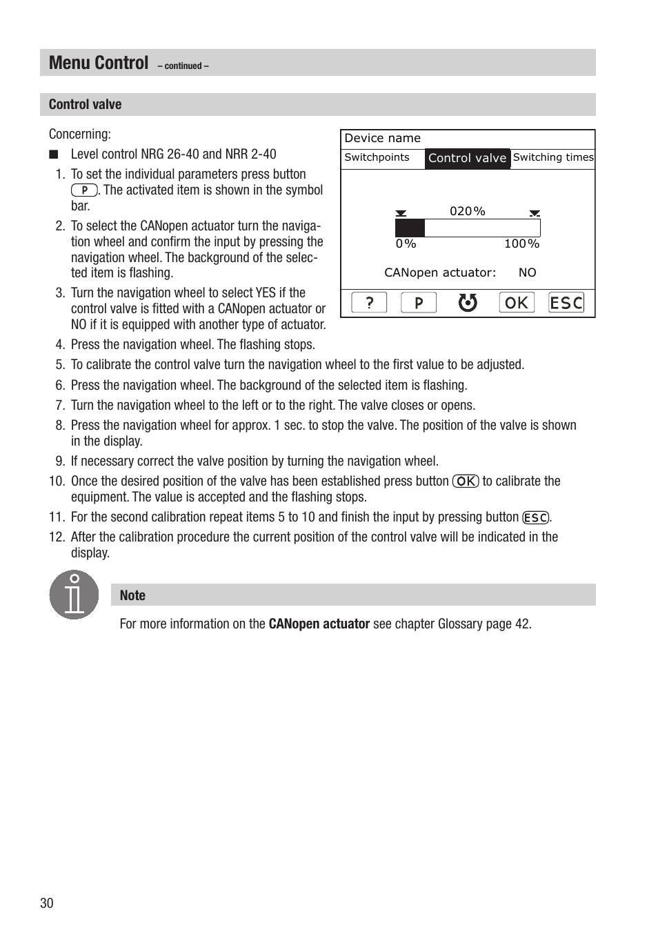 Menu control | Flowserve URB 2 User Manual | Page 30 / 48