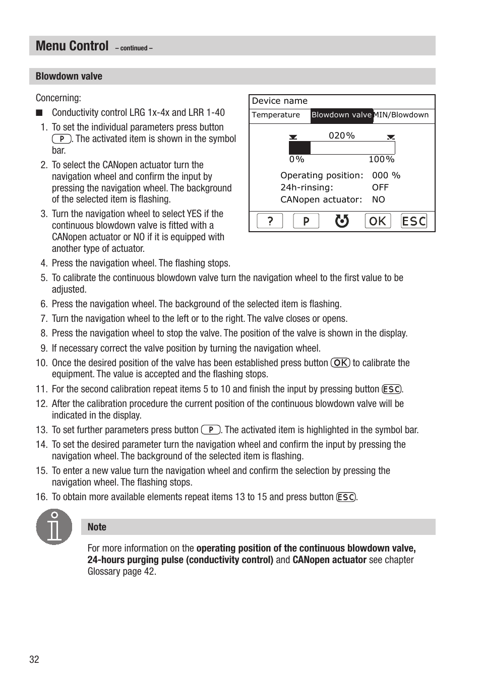 Menu control | Flowserve URB 2 User Manual | Page 32 / 48