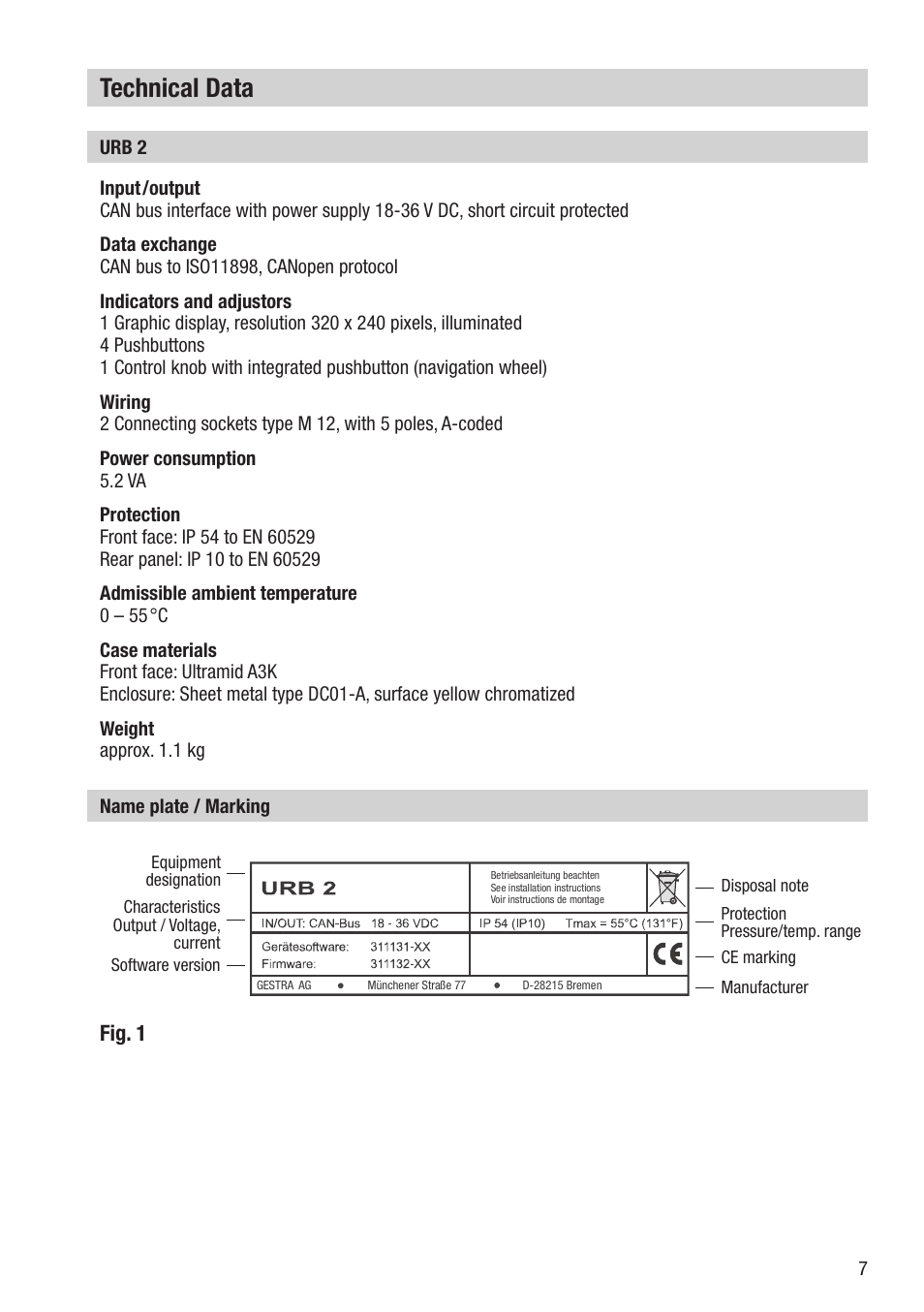 Technical data | Flowserve URB 2 User Manual | Page 7 / 48