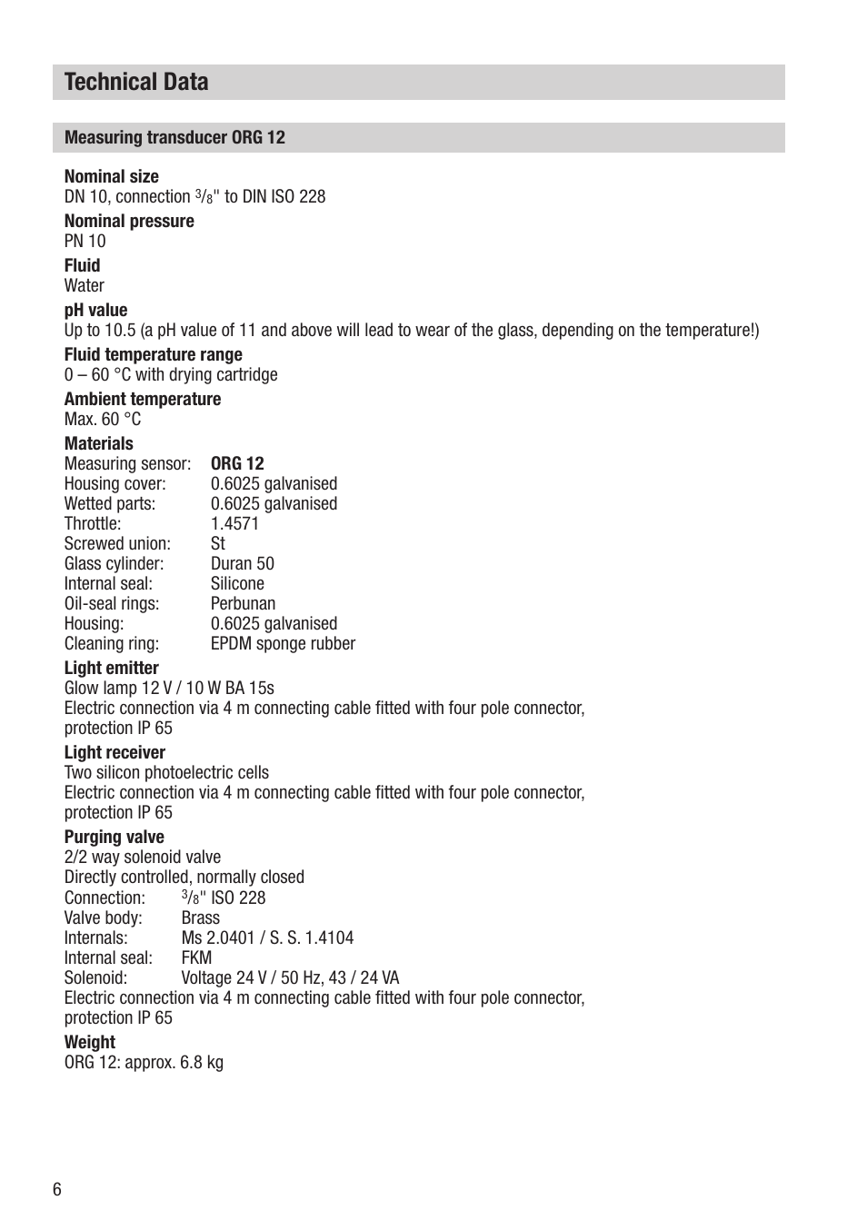 Technical data | Flowserve OR 52-7 User Manual | Page 6 / 40