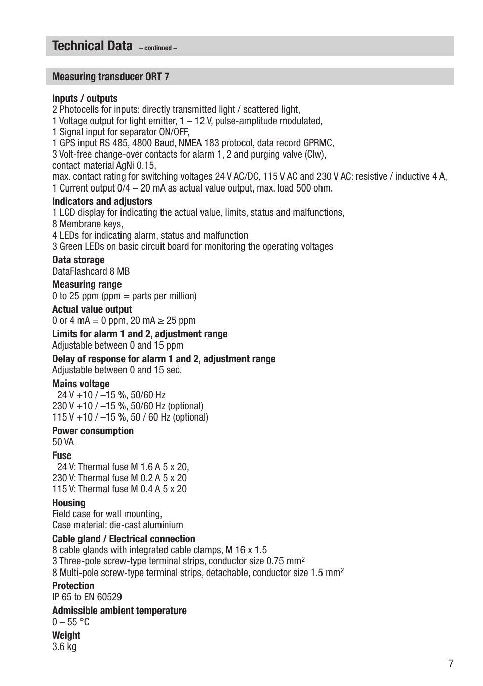 Technical data | Flowserve OR 52-7 User Manual | Page 7 / 40