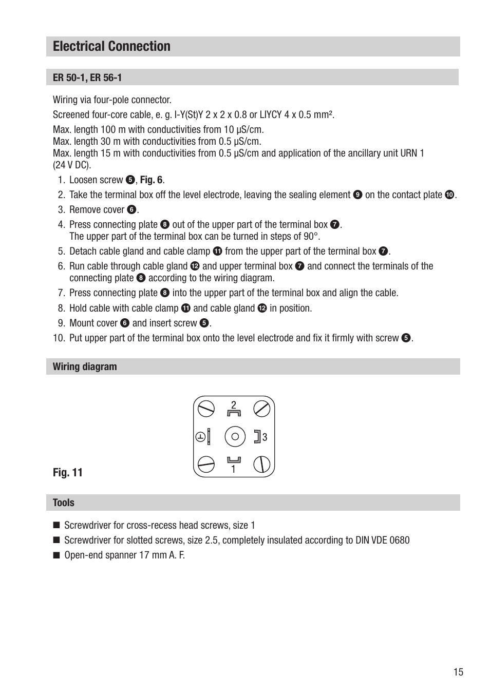 Electrical connection | Flowserve ER 50-1 User Manual | Page 15 / 20