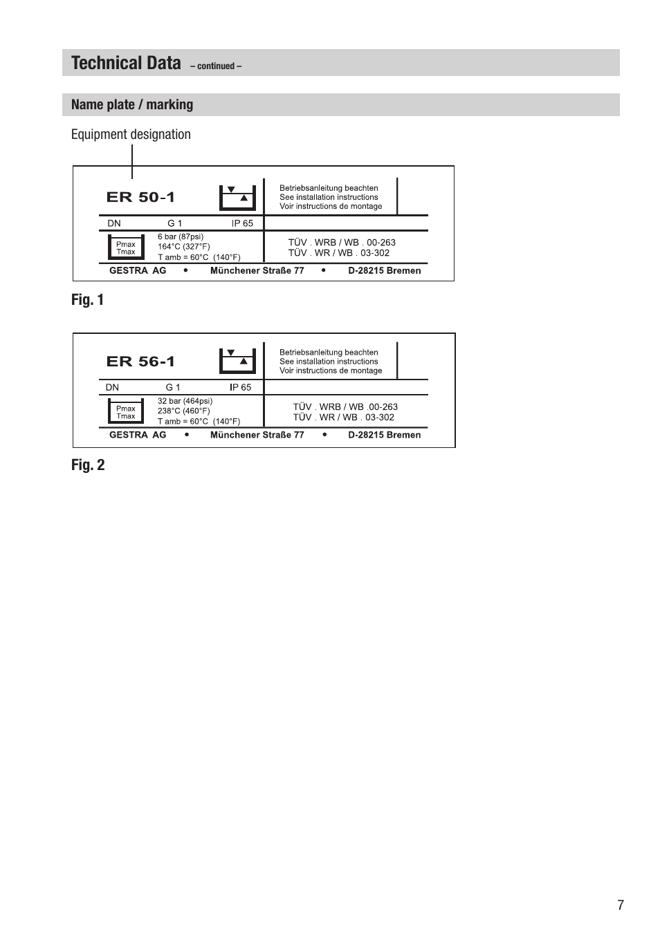 Technical data | Flowserve ER 50-1 User Manual | Page 7 / 20