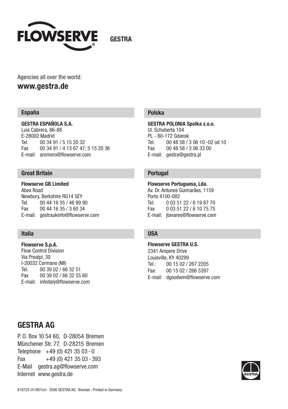 Gestra | Flowserve NRG 16-19 User Manual | Page 20 / 20