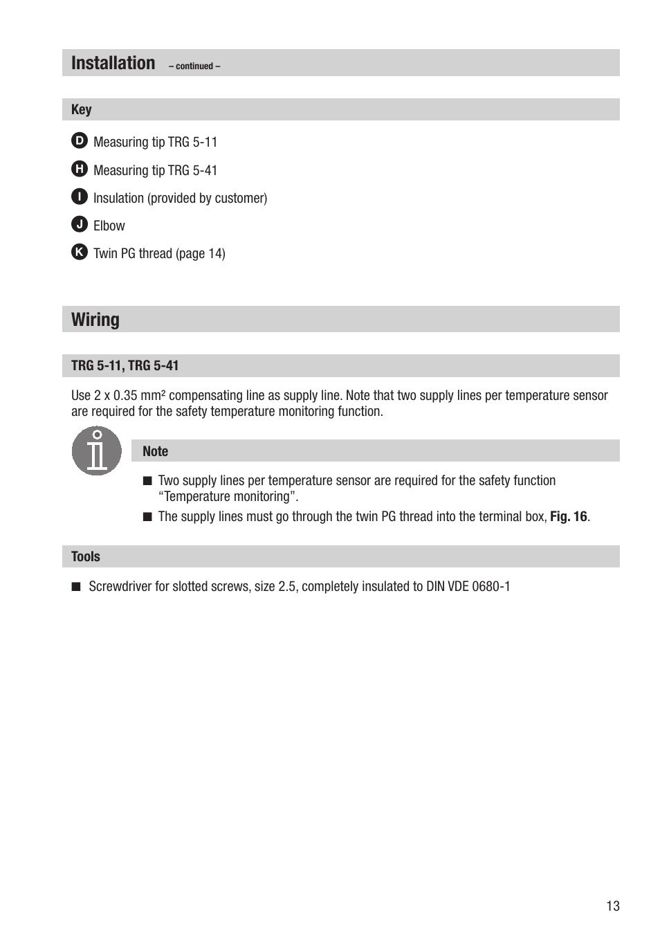 Installation, Wiring | Flowserve TRG 5-11 User Manual | Page 13 / 20
