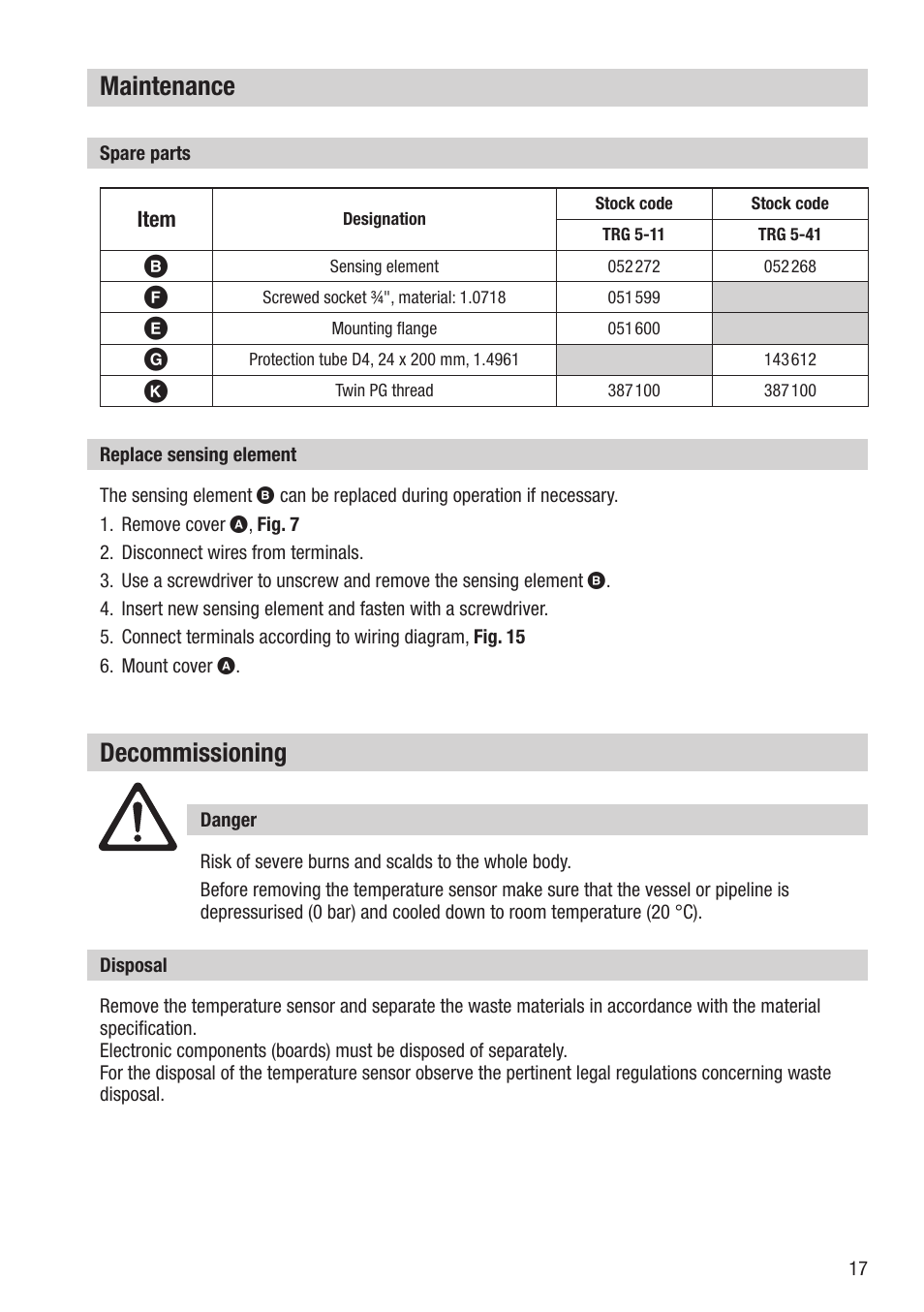 Maintenance, Decommissioning | Flowserve TRG 5-11 User Manual | Page 17 / 20