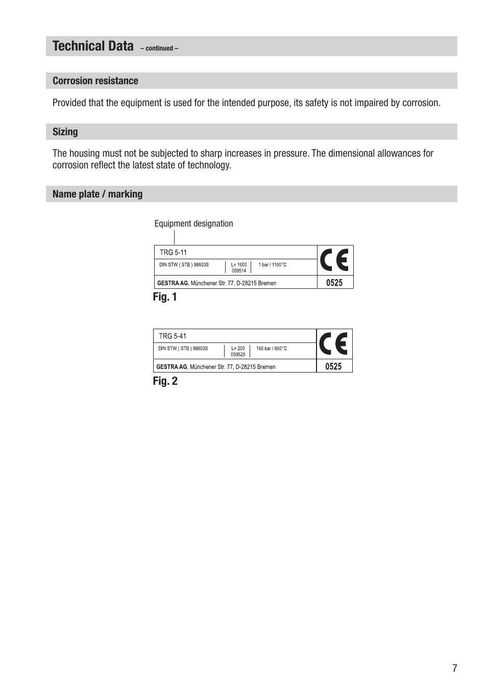 Technical data | Flowserve TRG 5-11 User Manual | Page 7 / 20