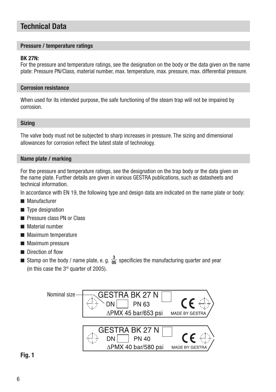 Technical data | Flowserve BK 27N User Manual | Page 6 / 16