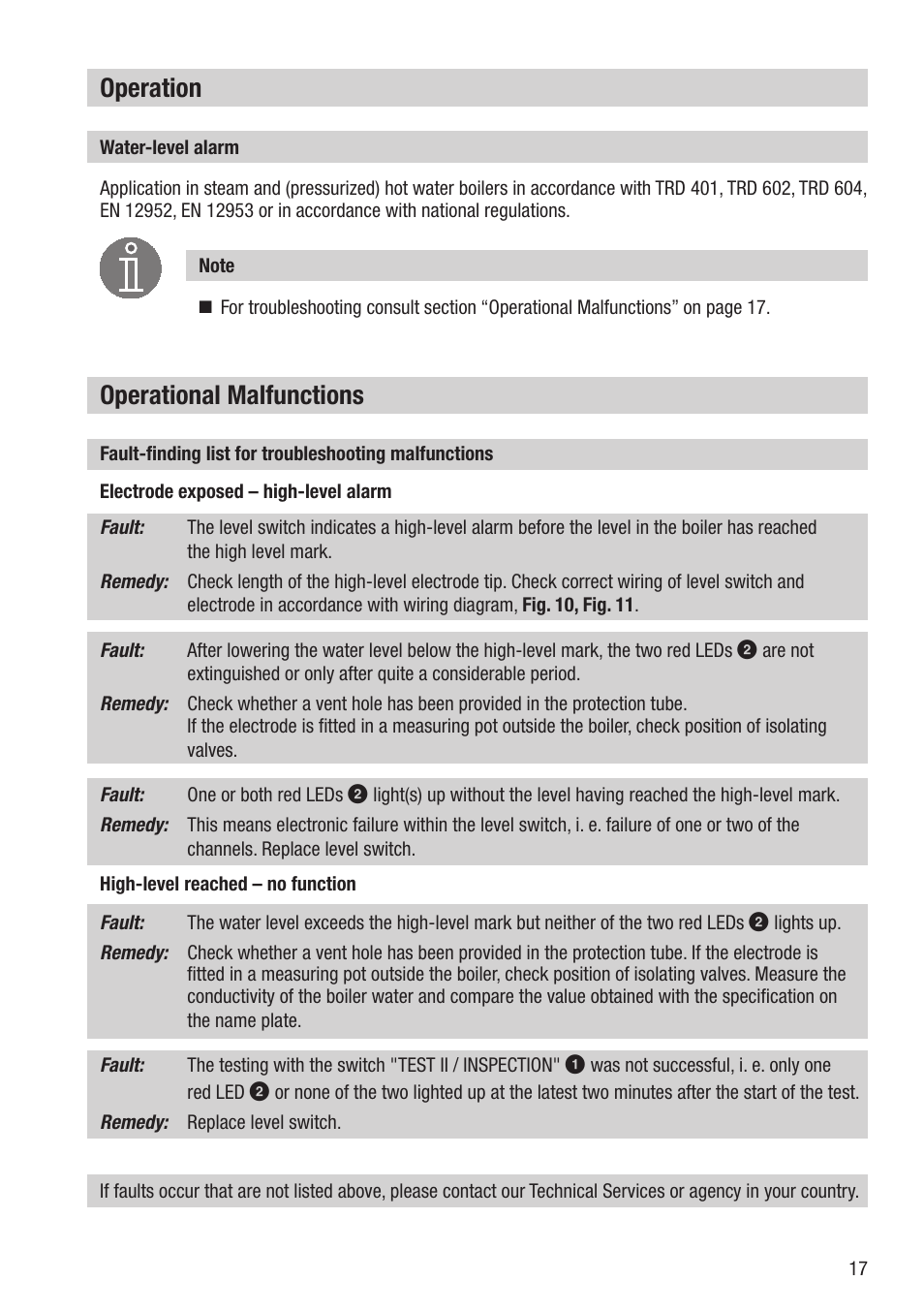 Operational malfunctions, Operation | Flowserve NRS1-8 User Manual | Page 17 / 20