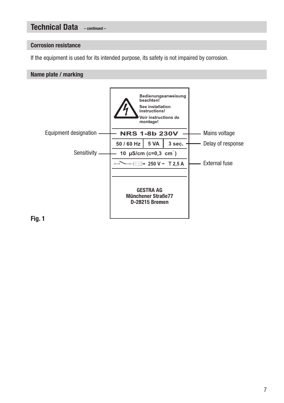 Technical data | Flowserve NRS1-8 User Manual | Page 7 / 20