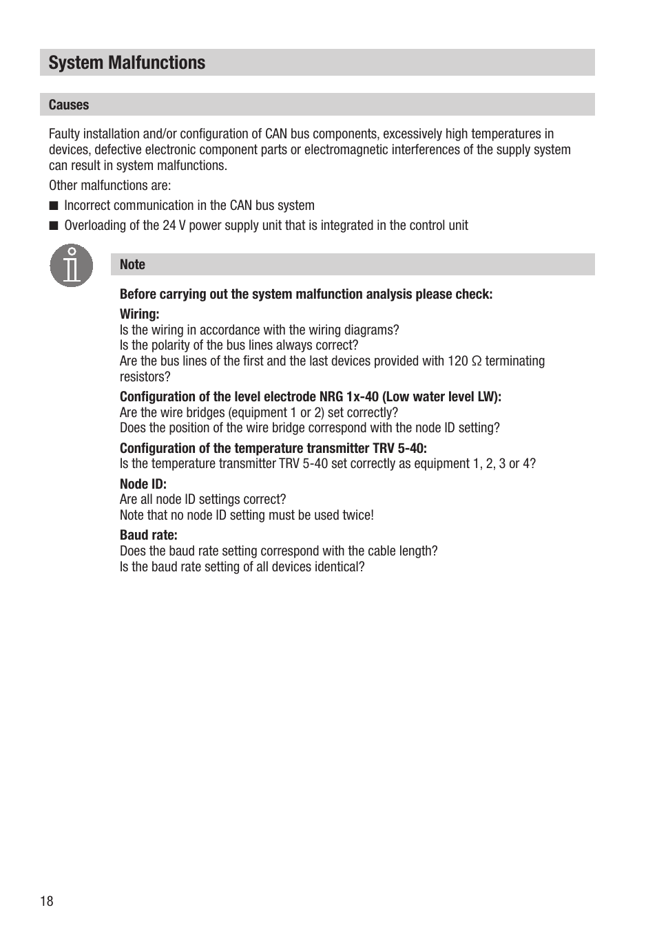 System malfunctions | Flowserve TRV5-40 User Manual | Page 18 / 28