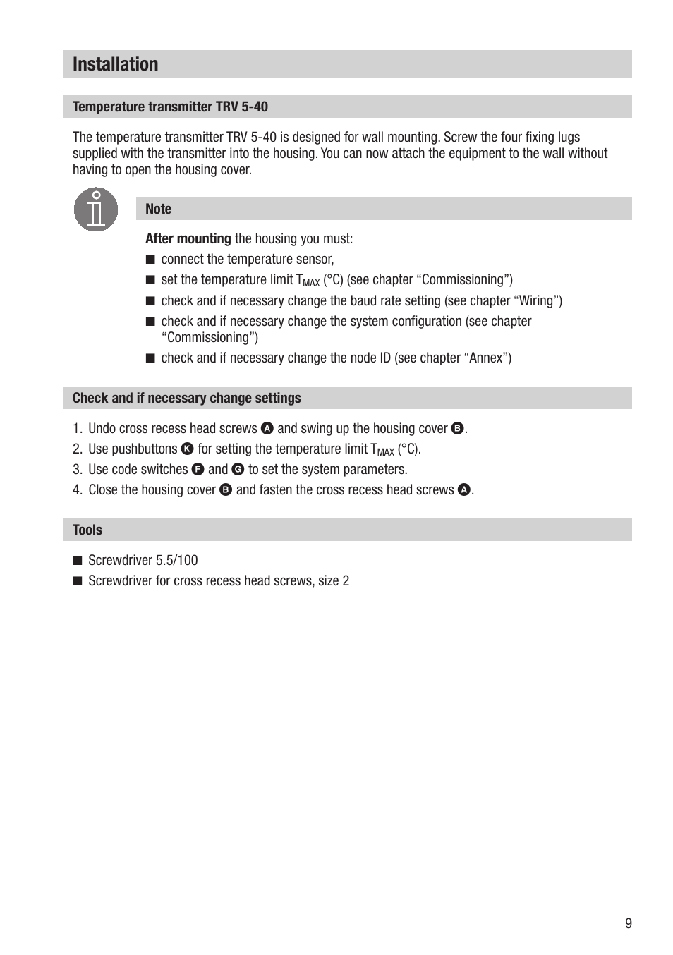 Installation | Flowserve TRV5-40 User Manual | Page 9 / 28