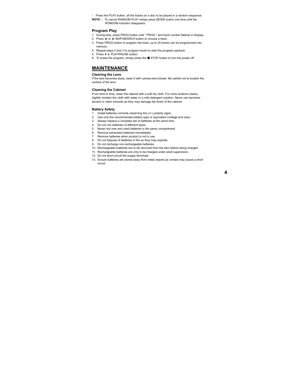 Maintenance | Curtis CD156 User Manual | Page 5 / 6