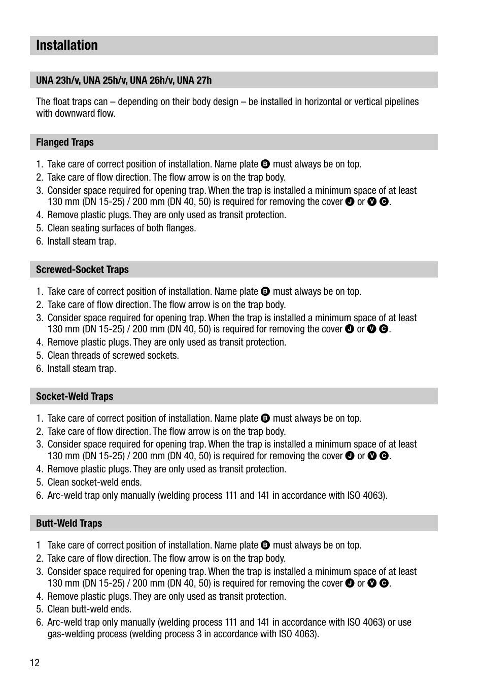 Installation | Flowserve UNA 23 User Manual | Page 12 / 24