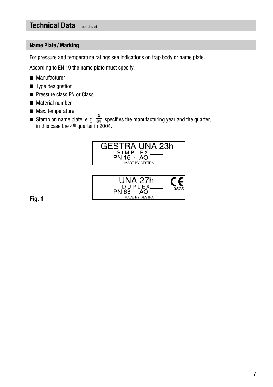 Technical data | Flowserve UNA 23 User Manual | Page 7 / 24