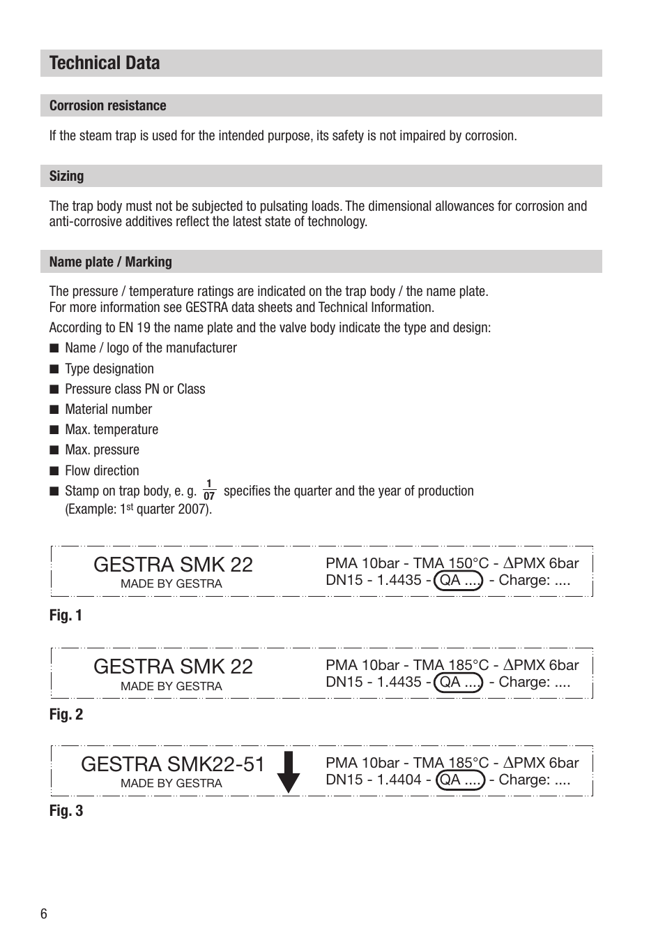 Gestra smk 22, Gestra smk22-51, Technical data | Flowserve SMK 22 User Manual | Page 6 / 16