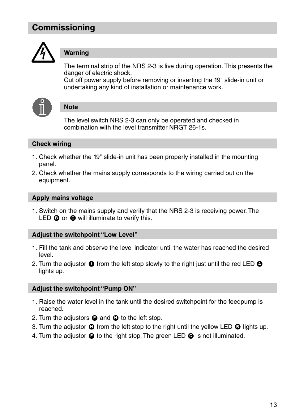 Commissioning | Flowserve NRS 2-3 User Manual | Page 13 / 20