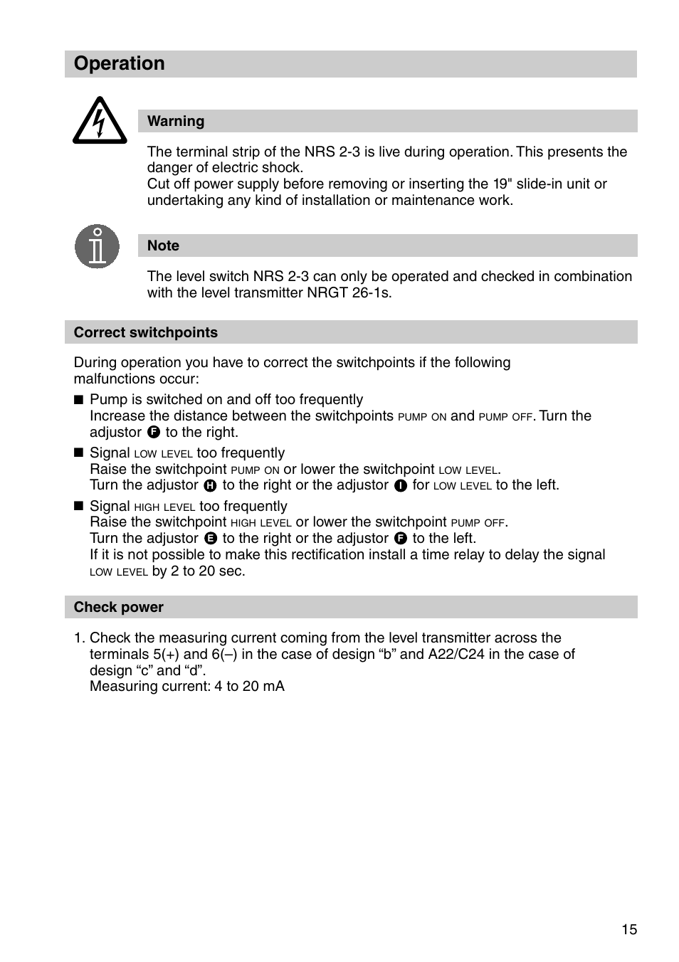 Operation | Flowserve NRS 2-3 User Manual | Page 15 / 20