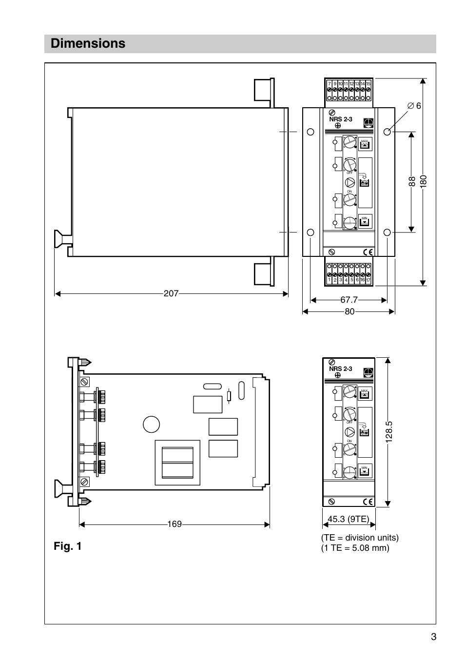 Dimensions, Fig. 1 | Flowserve NRS 2-3 User Manual | Page 3 / 20