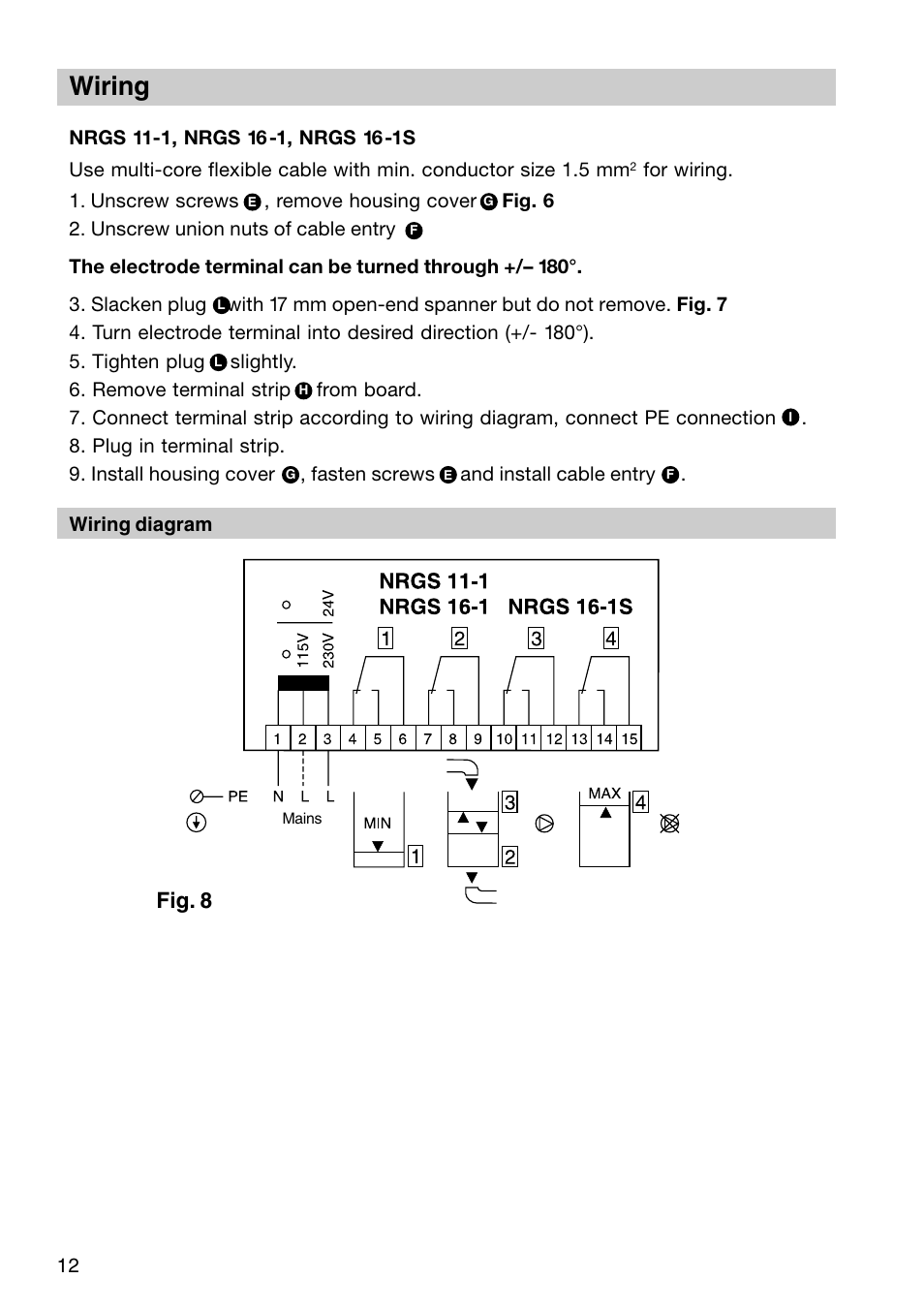 Wiring, Fig. 8 | Flowserve NRGS 11-1 User Manual | Page 12 / 20