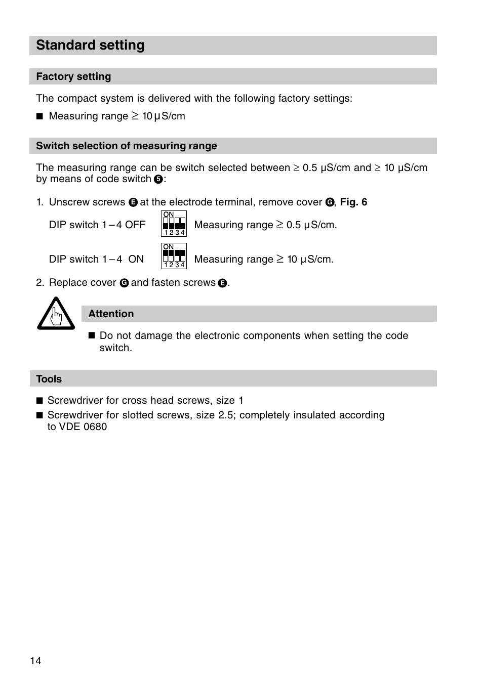 Standard setting | Flowserve NRGS 11-1 User Manual | Page 14 / 20