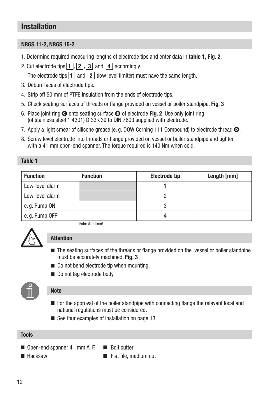 Installation | Flowserve NRGS 11-2 User Manual | Page 12 / 20