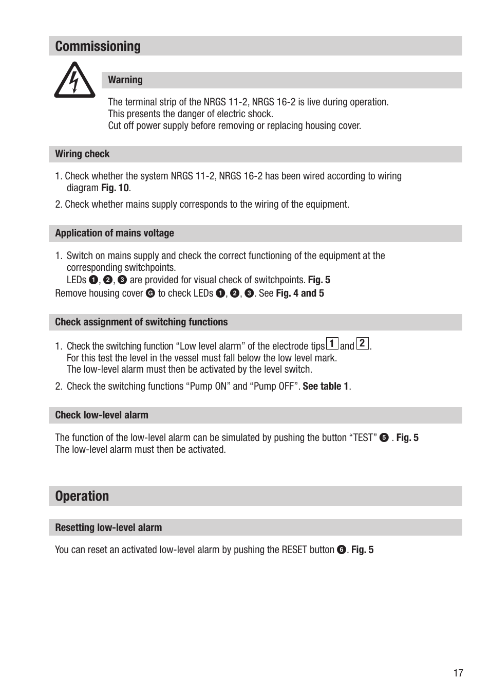 Commissioning, Operation | Flowserve NRGS 11-2 User Manual | Page 17 / 20