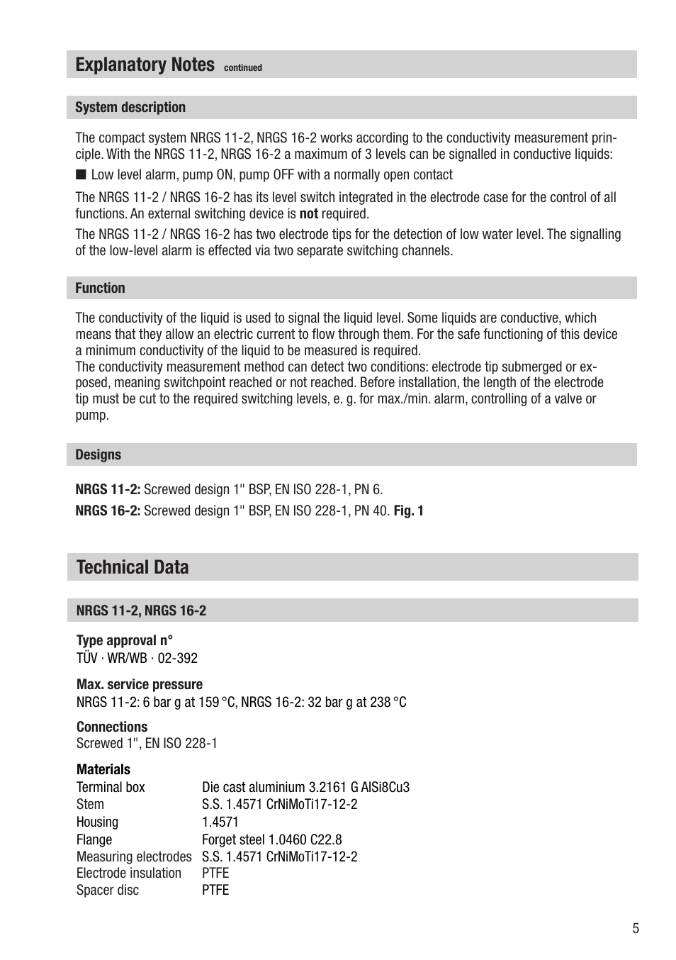 Technical data | Flowserve NRGS 11-2 User Manual | Page 5 / 20