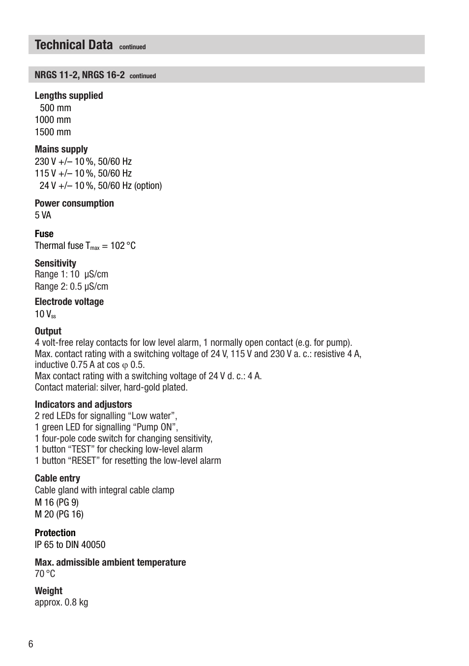 Technical data | Flowserve NRGS 11-2 User Manual | Page 6 / 20