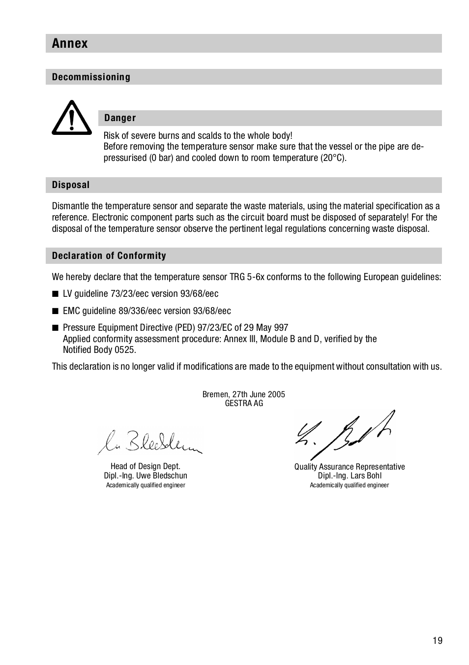 Annex, Decommissioning, Disposal | Declaration of conformity, Decommissioning disposal declaration of conformity | Flowserve TRG 5-6x User Manual | Page 19 / 20