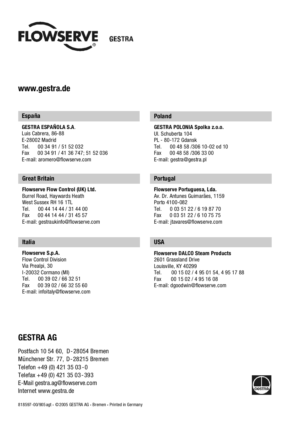 Flowserve TRG 5-6x User Manual | Page 20 / 20