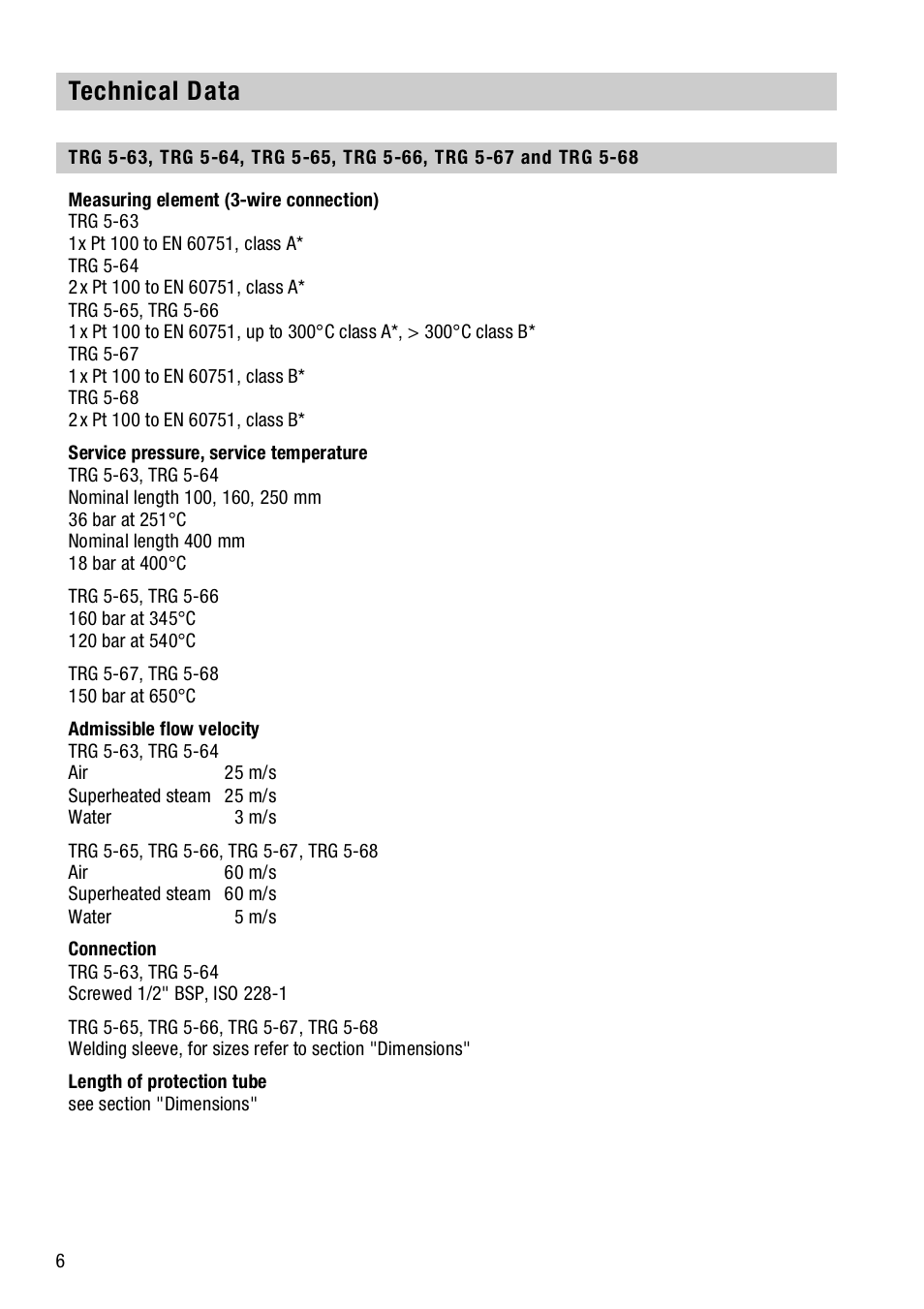 Technical data | Flowserve TRG 5-6x User Manual | Page 6 / 20