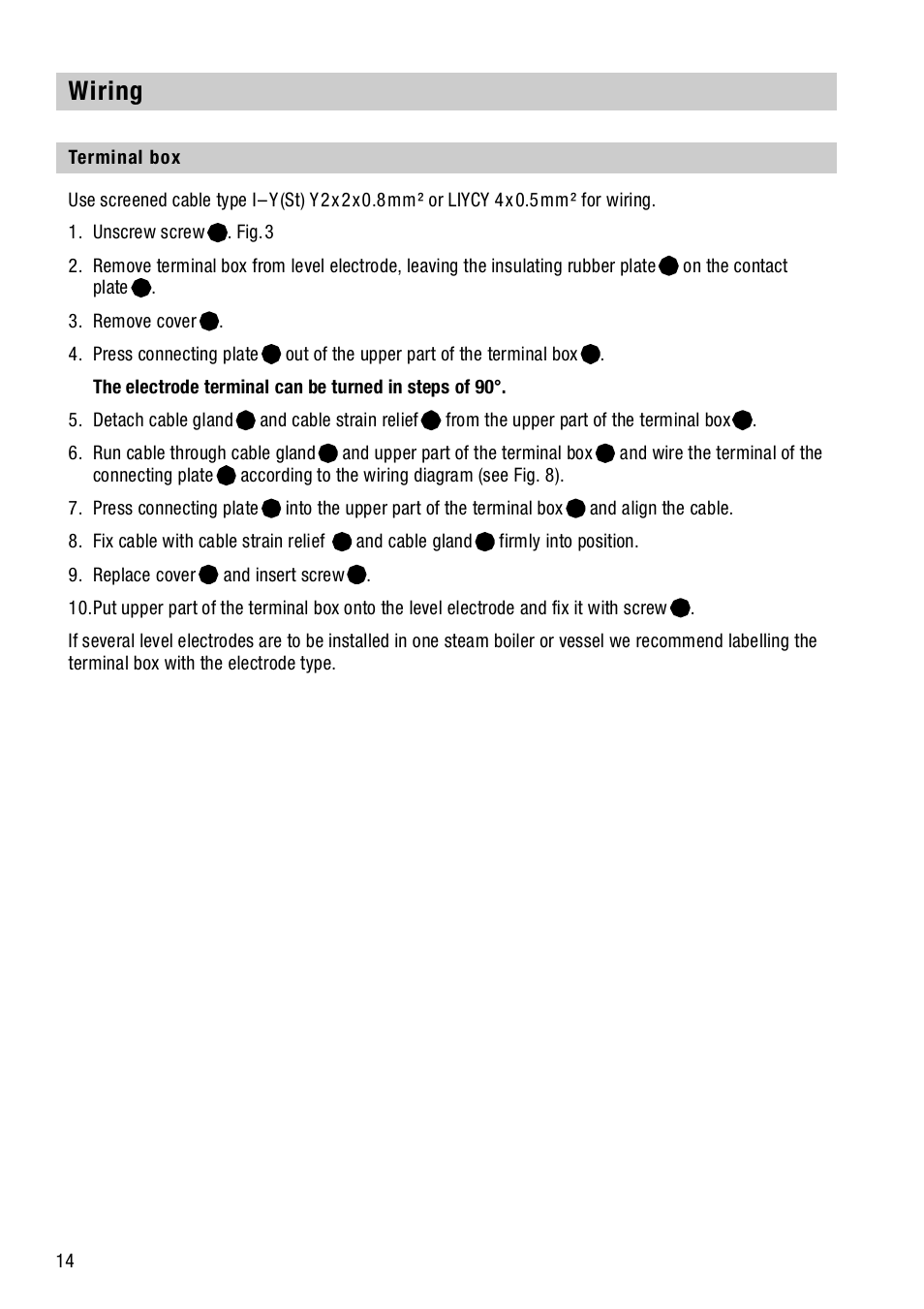 Wiring, Terminal box | Flowserve NRGS 16-4 User Manual | Page 14 / 18